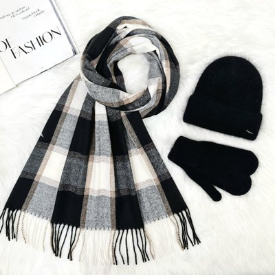 Комплект жіночий зимовий ангоровий на флісі (шапка+шарф+рукавиці) ODYSSEY 55-58 см чорний 12826 - 8064 - 4135 бристоль фото