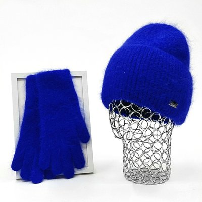 Комплект жіночий зимовий ангоровий на флісі (шапка+рукавички) ODYSSEY 57-60 см Синій 13820 - 4196 13820 - 4196 фото