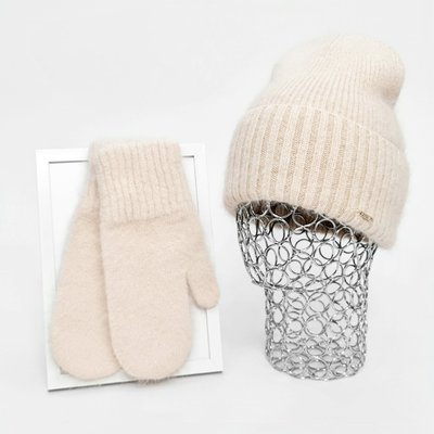 Комплект жіночий зимовий ангоровий (шапка+рукавиці) ODYSSEY 55-58 см Кремовий 12541 - 4134 12541 - 4134 фото