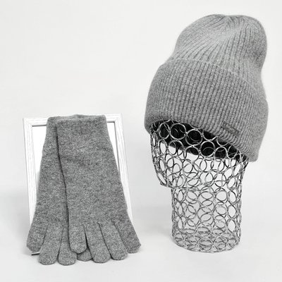 Комплект женский зимний ангора з с шерстью (шапка+перчатки) ODYSSEY 56-58 см серый 12321 - 4002 12321 - 4002 фото