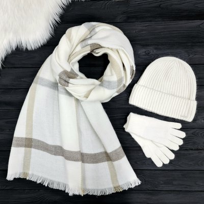 Комплект жіночий зимовий ангора з вовною на флісі (шапка+шарф+рукавички) ODYSSEY 56-58 см білий 12789 - 8131 - 4000 хелли фото