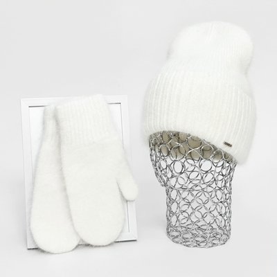 Комплект жіночий зимовий ангоровий (шапка+рукавиці) ODYSSEY 55-58 см Молочний 12117 - 4122 12117 - 4122 фото