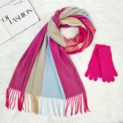 Комплект жіночий зимовий (шарф+рукавички) M&JJ One size малиновий 1120 - 4067 1120 - 4067 фото