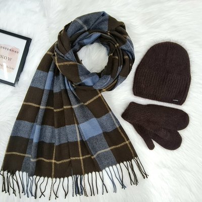 Комплект женский зимний ангоровый на флисе (шапка+шарф+варежки) ODYSSEY 55-58 см шоколадный 12817 - 8061 - юкка фото