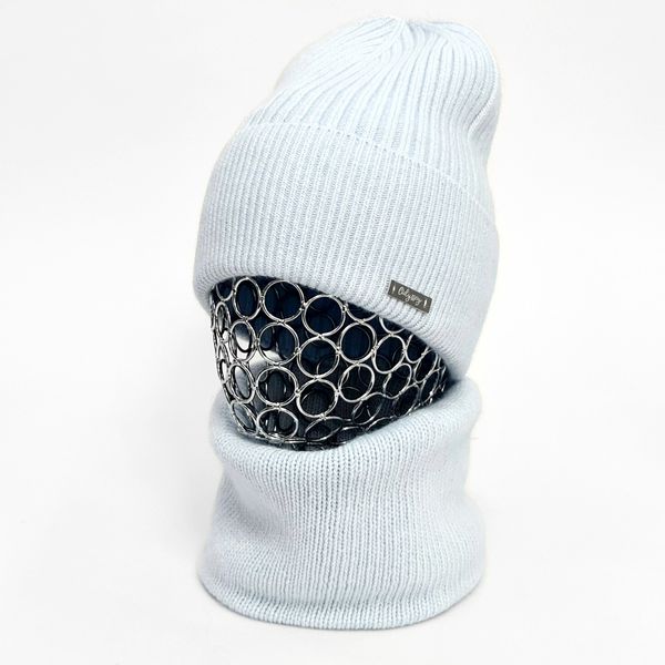 Комплект жіночий зимовий ангора з вовною (шапка+шарф-хомут) ODYSSEY 56-58 см блакитний 12325 - 12491 12325  - 12491 фото