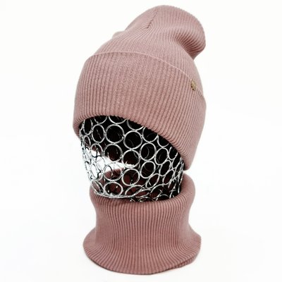 Комплект жіночий демісезонний котоновий шапка+шарф-снуд Odyssey 56-58 см цикламен 13168 - 12686 13168 - 12686 фото