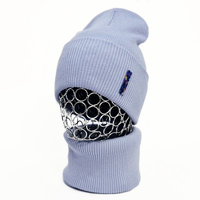 Комплект жіночий демісезонний котоновий шапка+шарф-снуд Odyssey 56-59 см бузковий 12290- 12677 Дублин комплект фото