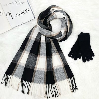 Комплект жіночий зимовий (шарф+рукавички) M&JJ One size чорний + сірий 8064 - 4116 8064 - 4116 фото