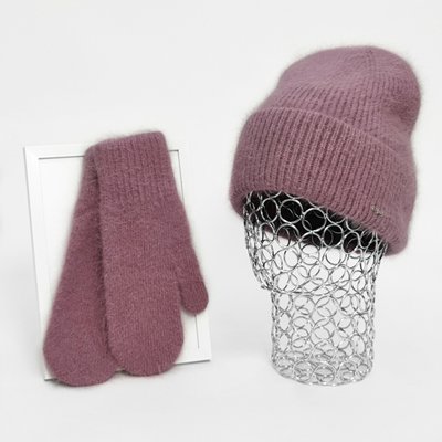 Комплект жіночий зимовий ангоровий на флісі (шапка+рукавиці) ODYSSEY 55-58 см Цикламен 12843 - 4149 12843 - 4149 фото