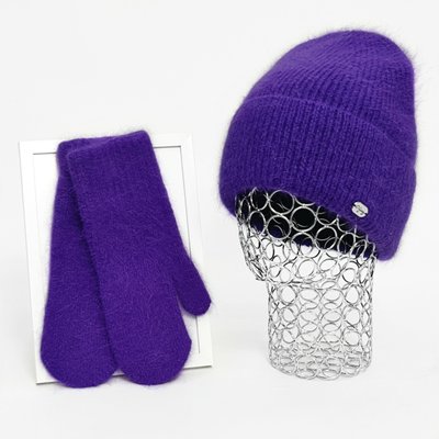 Комплект жіночий зимовий ангоровий на флісі (шапка+рукавиці) ODYSSEY 55-58 см Фіолетовий 12995 - 4229 12995 - 4229 фото