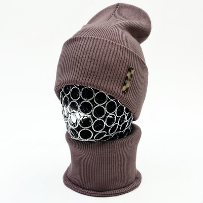 Комплект жіночий демісезонний котоновий шапка+шарф-снуд Odyssey 56-58 см вінний 12310 - 12698 Дублин комплект фото