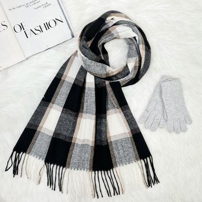 Комплект жіночий зимовий (шарф+рукавички) M&JJ One size сірий-чорний 8064 - 4001 8064 - 4001 фото