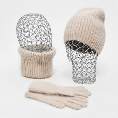 Комплект женский зимний из ангоры на флисе (шапка+бафф+перчатки) ODYSSEY 55-58 см Бежевый 13498 - 13023 - 4192 13498 - 13023 - 4192 фото