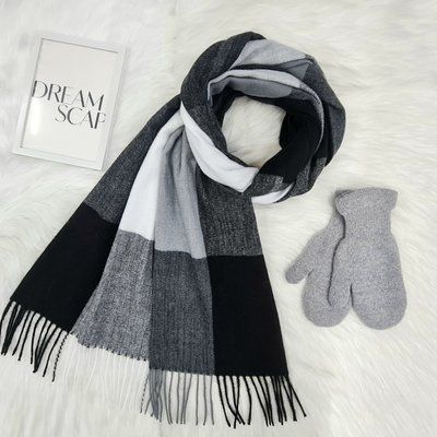 Комплект женский зимний (шарф+варежки) M&JJ One size Серый + черный 1125 - 4110 1125 - 4110 фото