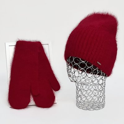 Комплект жіночий зимовий ангоровий (шапка+рукавиці) ODYSSEY 55-58 см Червоний 12195 - 4125 12195 - 4125 фото