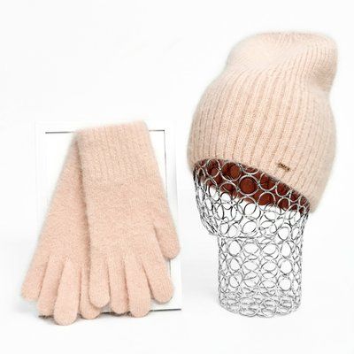 Комплект женский зимний из ангоры (шапка+перчатки) ODYSSEY 55-58 см Пудра 12200 - 4207 12200 - 4207 фото
