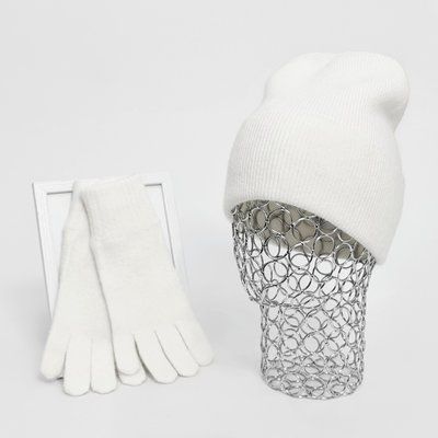 Комплект женский зимний ангора з с шерстью (шапка+перчатки) ODYSSEY 55-57 см белый 13722 - 4000 13722 - 4000 фото