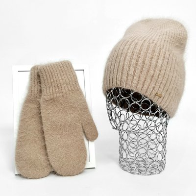 Комплект жіночий зимовий ангоровий (шапка+рукавиці) ODYSSEY 55-58 см Бежевий 12433 - 4132 12433 - 4132 фото