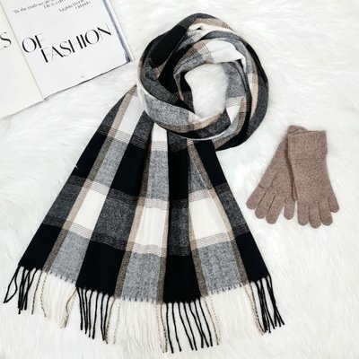 Комплект жіночий зимовий (шарф+рукавички) M&JJ One size сепія-сірий 8064 - 4076 8064 - 4076 фото