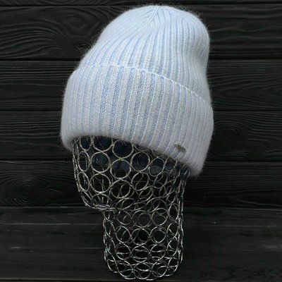 Шапка женская зимняя ангора с шерстью на флисе M&JJ 56-58 см голубой 12798 хелли флис фото