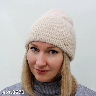 Шапка женская зимняя ангоровая M&JJ ЖРИЦА Пудровый+бежевый 3570 жрица фото