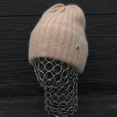 Шапка женская зимняя ангора с шерстью на флисе M&JJ 56-58 см бежевый 12068 липс фото