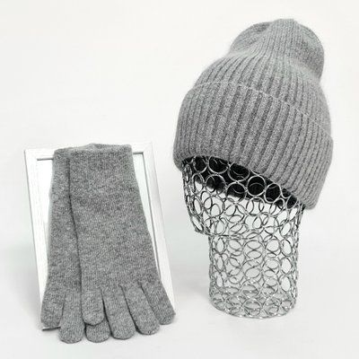 Комплект женский зимний ангора з с шерстью (шапка+перчатки) ODYSSEY 56-58 см серый 12208 - 4002 12208 - 4002 фото