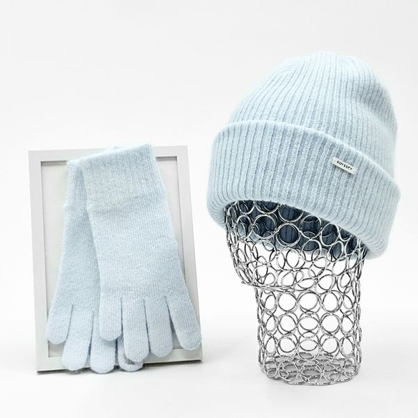 Комплект женский зимний шерсть с ангорой (шапка+перчатки) ODYSSEY 56-60 см Голубой 13826 - 4170 13826 - 4170 фото