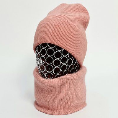 Комплект женский зимний ангора с шерстью (шапка+шарф-снуд) ODYSSEY 55-57 см персик 13727 - 12494 мак комплект фото