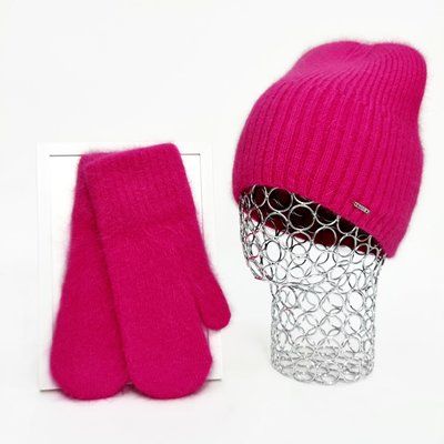 Комплект жіночий зимовий ангоровий на флісі (шапка+рукавиці) ODYSSEY 55-58 см Малина 12816 - 4159 12816 - 4159 фото