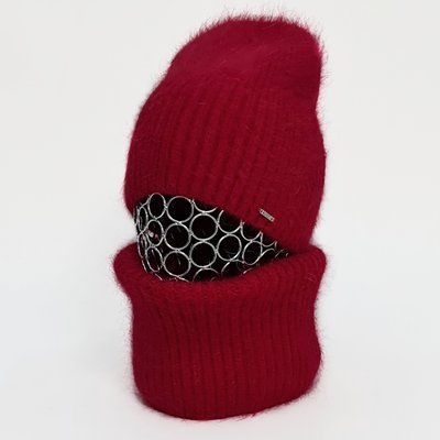 Комплект женский зимний ангоровый (шапка+бафф) ODYSSEY 55-58 см Красный 12195 - 13018 12195 - 13018 фото