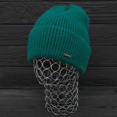 Шапка женская зимняя ангора с шерстью на флисе M&JJ 56-58 см зеленый 12715 джейд фото
