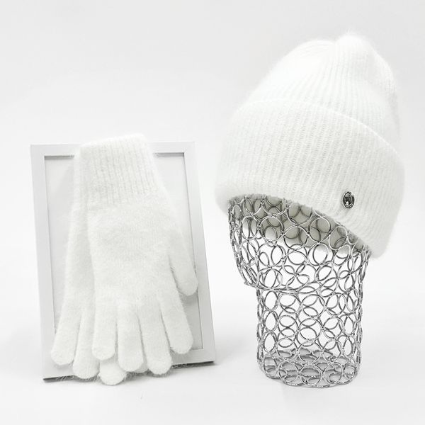 Комплект женский зимний из ангоры (шапка+перчатки) ODYSSEY 56-58 см Молочный 13678 - 4183 13678 - 4183 фото