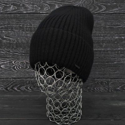 Шапка женская зимняя ангора с шерстью на флисе M&JJ 56-58 см черный 12792 хелли флис фото