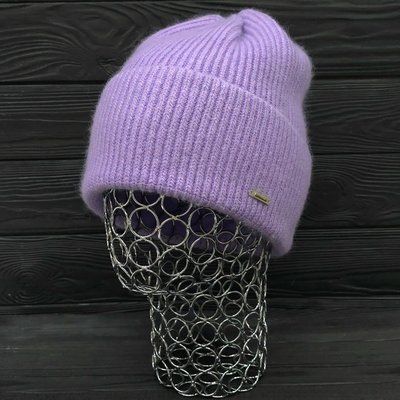 Шапка женская зимняя ангора с шерстью на флисе M&JJ 56-58 см сиреневый 12722 джейд фото