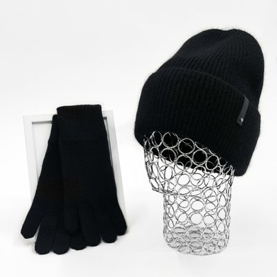 Комплект женский зимний ангора з с шерстью на флисе (шапка+перчатки) ODYSSEY 57-59 см Черный 12973 - 4062 12973 - 4062 фото