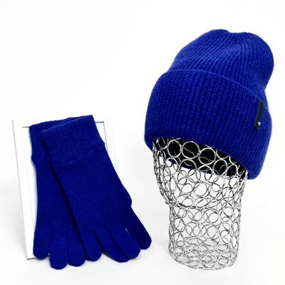 Комплект женский зимний ангора з с шерстью на флисе (шапка+перчатки) ODYSSEY 57-59 см Синий 12984 - 4092 12984 - 4092 фото
