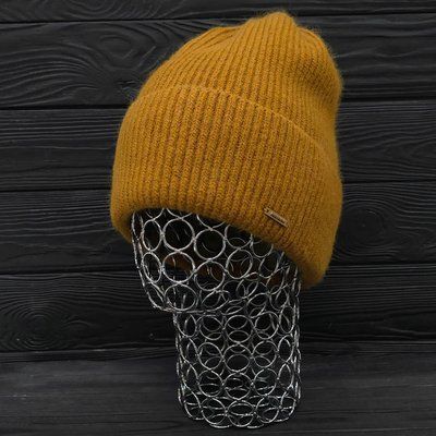 Шапка женская зимняя ангора с шерстью на флисе M&JJ 56-58 см горчица 12714 джейд фото