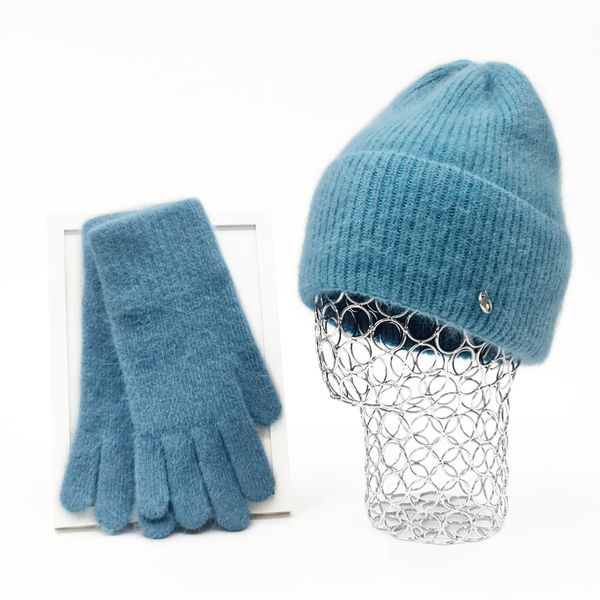 Комплект женский зимний из ангоры (шапка+перчатки) ODYSSEY 56-58 см Морская волна 13810 - 4215 13810 - 4215 фото