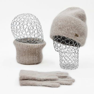 Комплект женский зимний из ангоры на флисе (шапка+бафф+перчатки) ODYSSEY 57-60 см Бежевый 13819 - 13039 - 4193 13819 - 13039 - 4193 фото