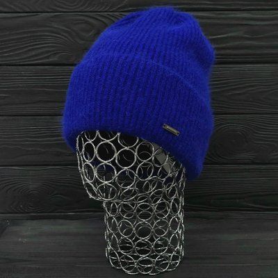 Шапка женская зимняя ангора с шерстью на флисе M&JJ 56-58 см синий электрик 12717 джейд фото
