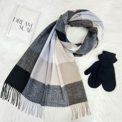 Комплект жіночий зимовий (шарф+рукавички) M&JJ One size Чорний + сірий 1080 - 4106 1080 - 4106 фото