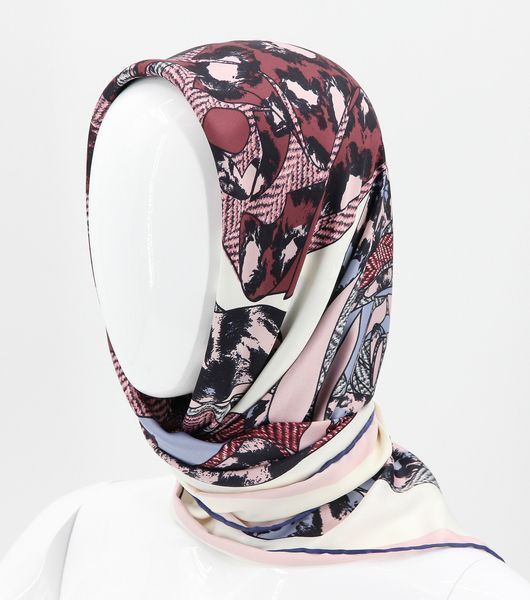 Хустка M&J ІЗМІР Шовк Бордо/Рожевий 95х95 см (2300) 2300-1 фото