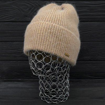 Шапка женская зимняя ангора с шерстью на флисе M&JJ 56-58 см бежевый 12706 джейд фото