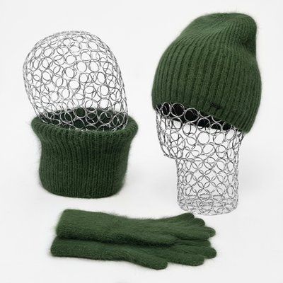 Комплект женский зимний из ангоры на флисе (шапка+бафф+перчатки) ODYSSEY 55-58 см Зеленый 13494 - 13089 - 4209 13494 - 13089 - 4209 фото