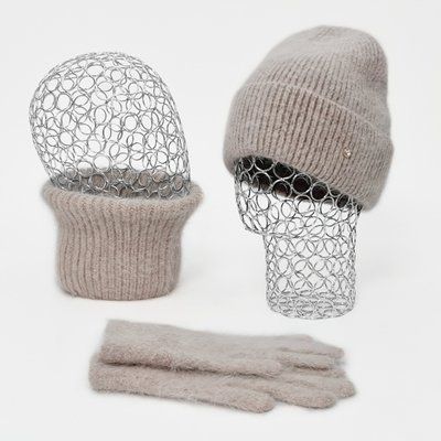Комплект женский зимний из ангоры на флисе (шапка+бафф+перчатки) ODYSSEY 55-58 см Бежевый 13465 - 13039 - 4193 13465 - 13039 - 4193 фото