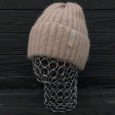 Шапка женская зимняя ангора с шерстью на флисе M&JJ 56-58 см бежевый 12063 липс фото