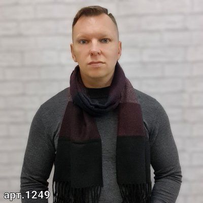 Шарф мужской M&J МАРШАЛЛ Бордо/Синий/Черный 170х34 см (1249) 1249 фото