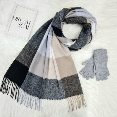 Комплект женский зимний (шарф+перчатки для сенсорных экранов) M&JJ One size серый 1080 - 4113 1080 - 4113 фото