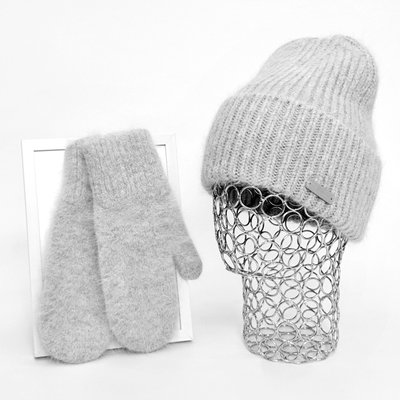Комплект жіночий зимовий ангоровий (шапка+рукавиці) ODYSSEY 55-58 см Сірий 13192 - 4131 13192 - 4131 фото